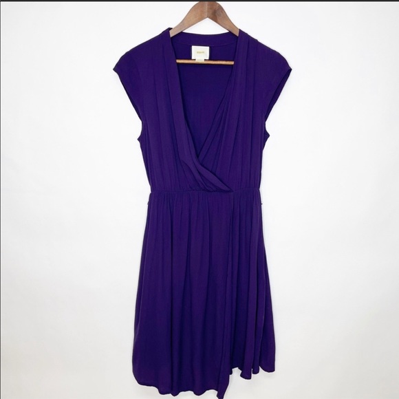 Anthropologie Maeve Purple Faux Wrap Midi Dress Small without the belt - Picture 2 of 10
